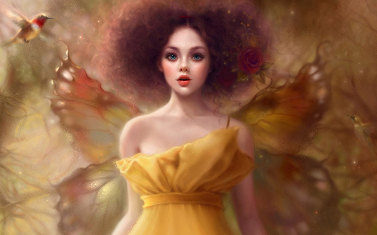 Screenshot №1 pro téma Fairy In Yellow Dress 1280x800