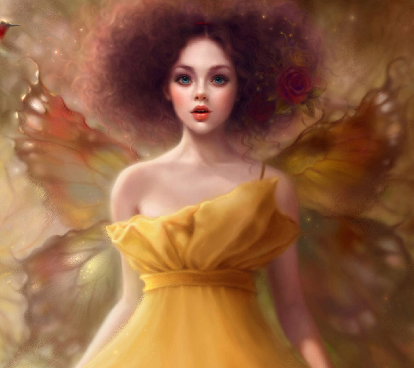 Обои Fairy In Yellow Dress 1440x1280
