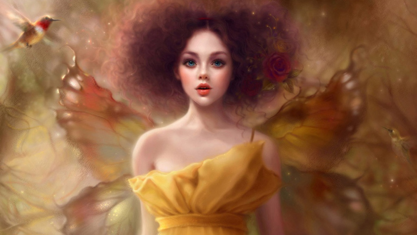 Fairy In Yellow Dress wallpaper 1600x900