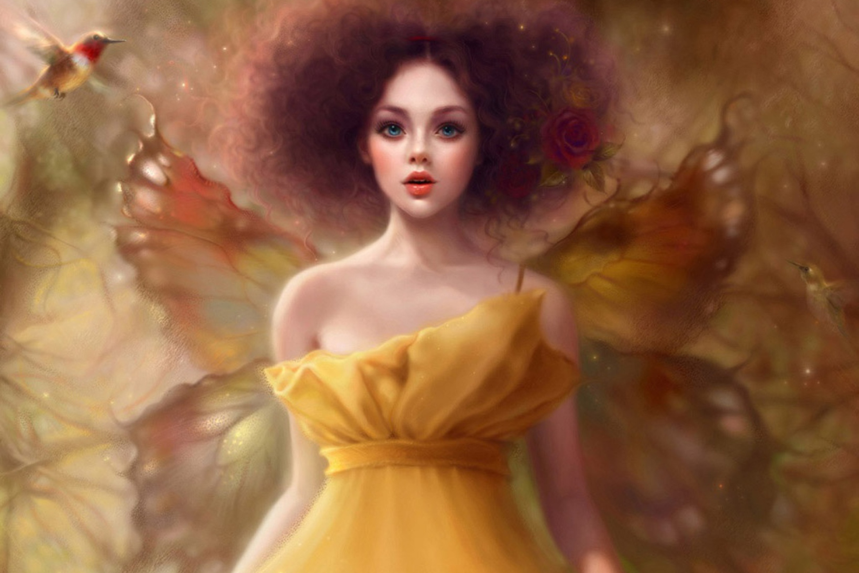 Обои Fairy In Yellow Dress 2880x1920