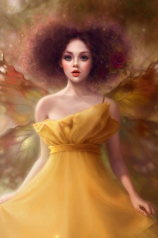 Fairy In Yellow Dress wallpaper 320x480