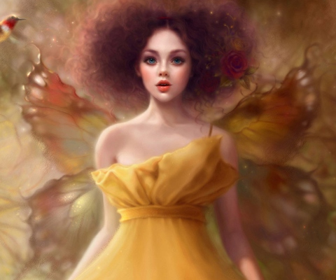 Fairy In Yellow Dress wallpaper 480x400
