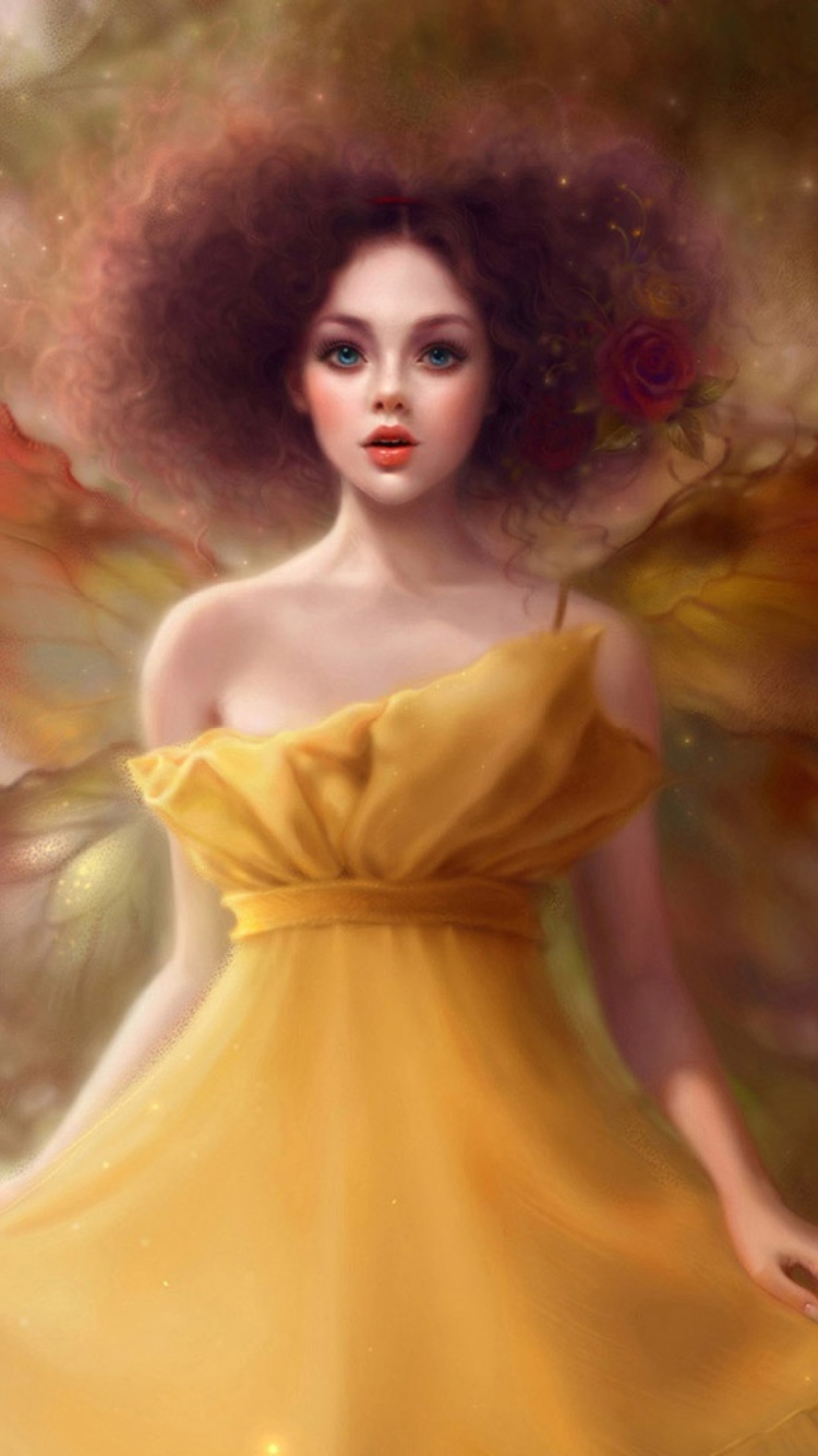 Das Fairy In Yellow Dress Wallpaper 750x1334