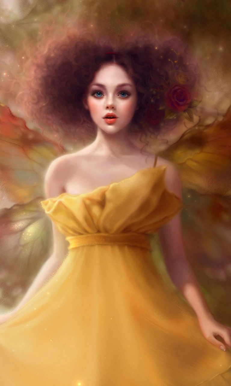 Fondo de pantalla Fairy In Yellow Dress 768x1280