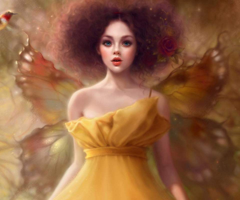 Обои Fairy In Yellow Dress 960x800