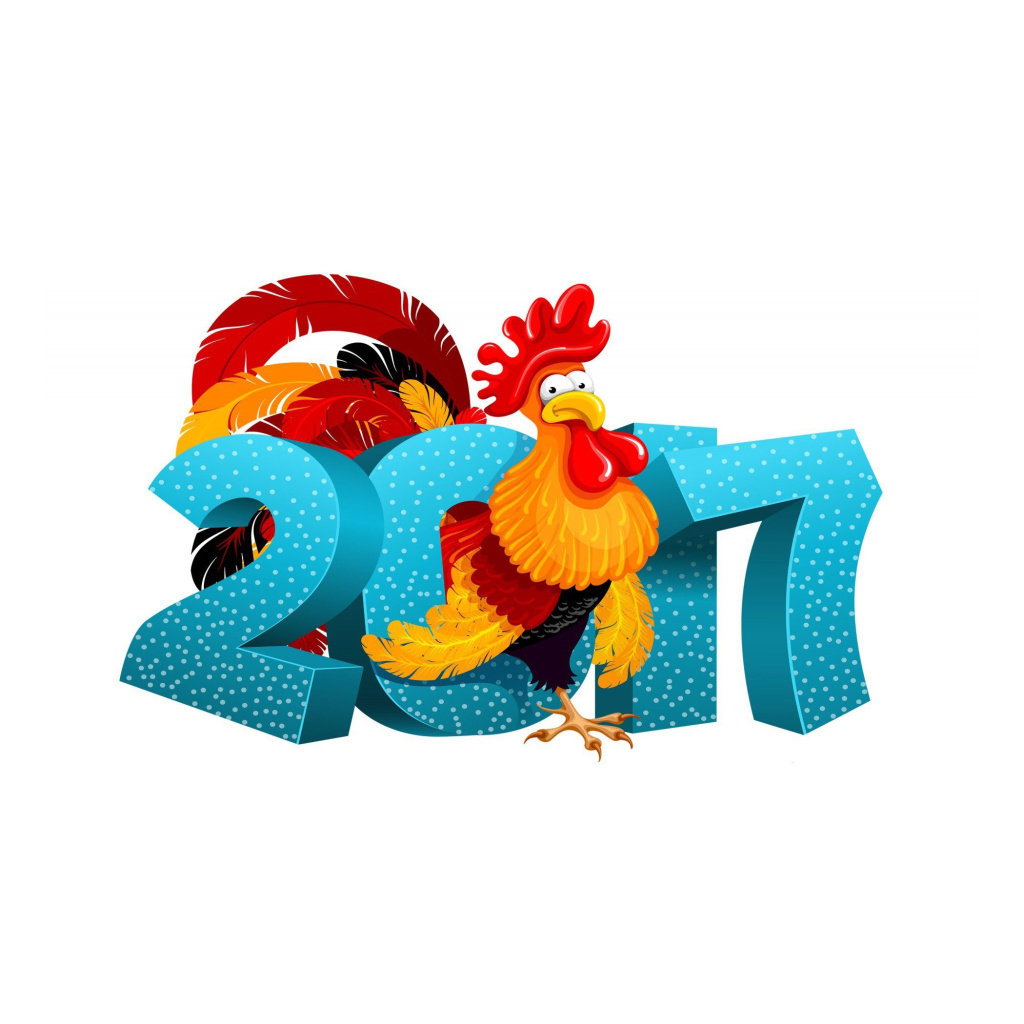 Обои 2017 New Year Chinese Horoscope Red Cock Rooster 1024x1024