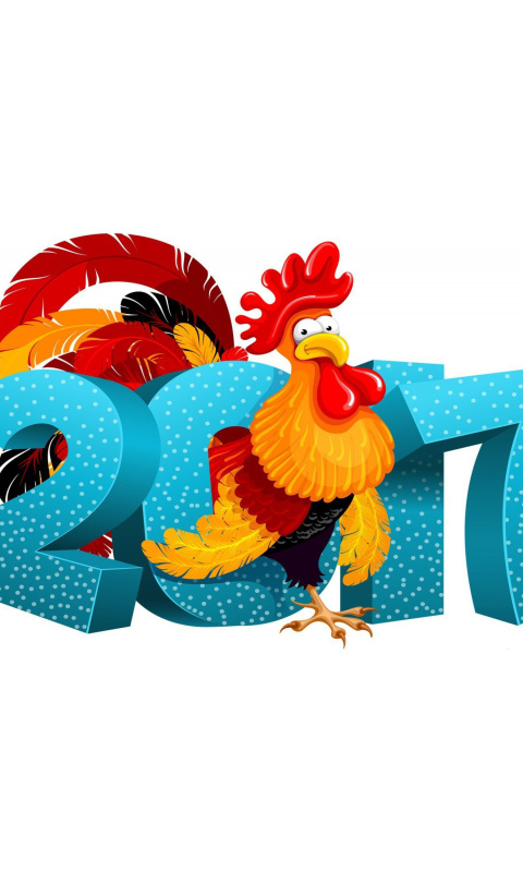 2017 New Year Chinese Horoscope Red Cock Rooster wallpaper 480x800
