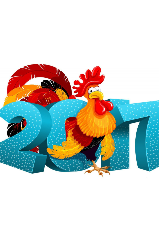 Обои 2017 New Year Chinese Horoscope Red Cock Rooster 640x960