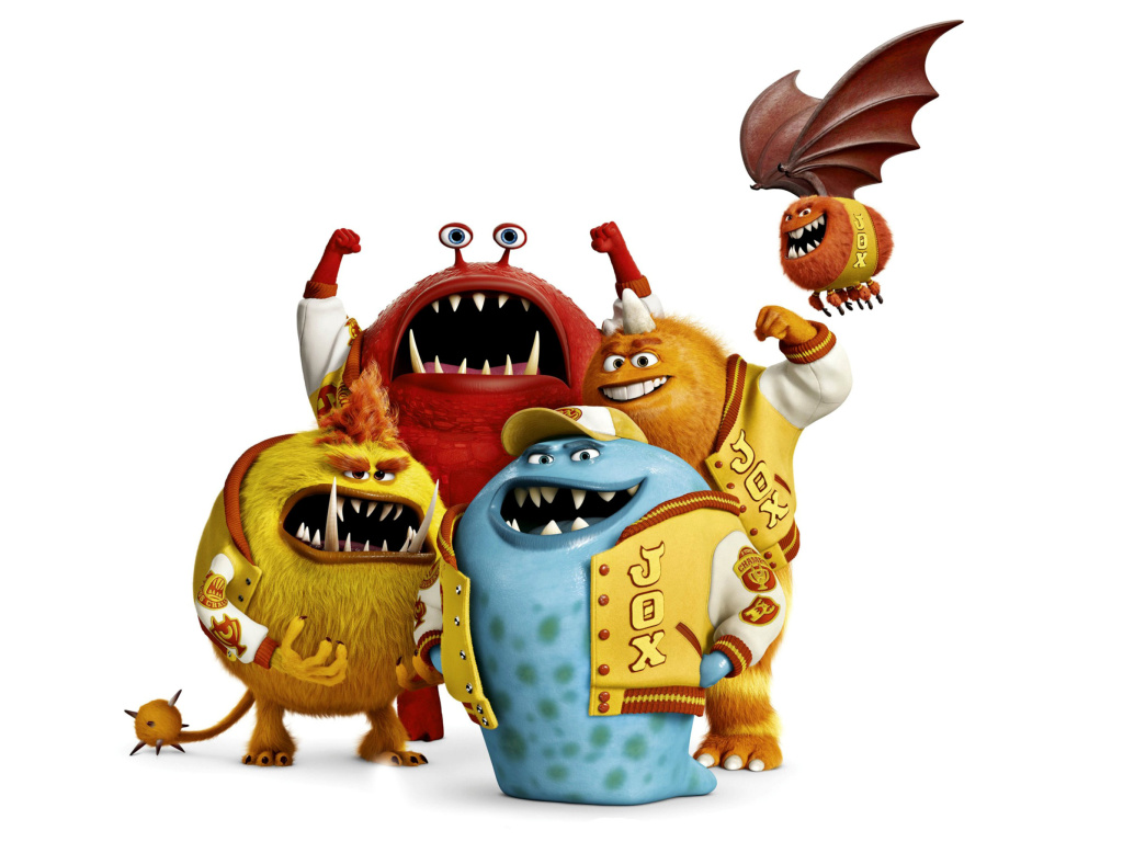 Sfondi Monsters University, Jaws Theta Chi students 1024x768