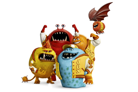 Обои Monsters University, Jaws Theta Chi students 480x320