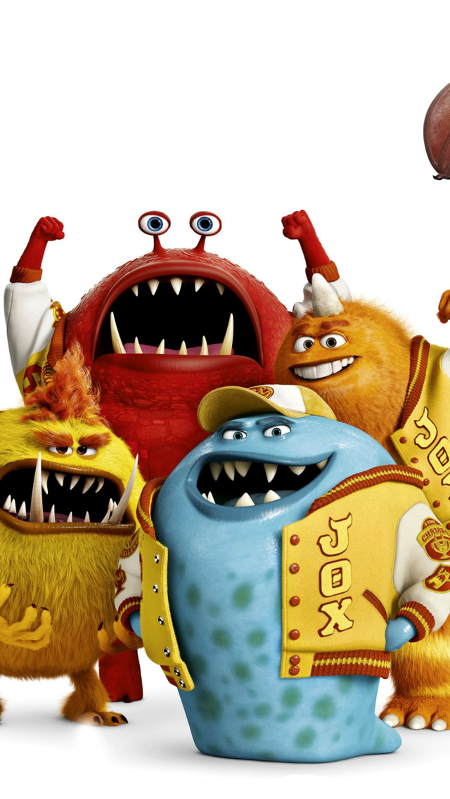 Das Monsters University, Jaws Theta Chi students Wallpaper 640x1136