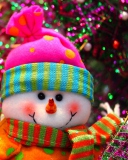 Cute Bright Christmas Snowman wallpaper 128x160