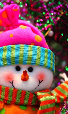 Cute Bright Christmas Snowman wallpaper 240x400