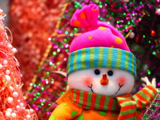 Cute Bright Christmas Snowman wallpaper 320x240