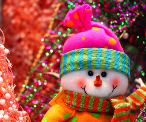 Cute Bright Christmas Snowman wallpaper 480x400