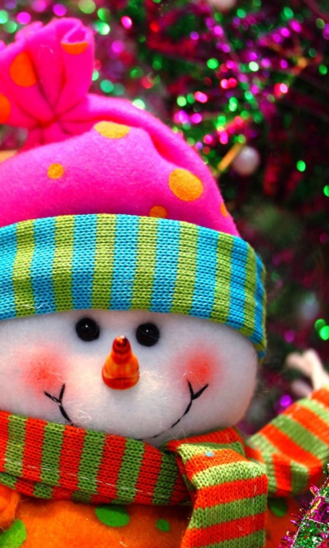 Cute Bright Christmas Snowman wallpaper 480x800
