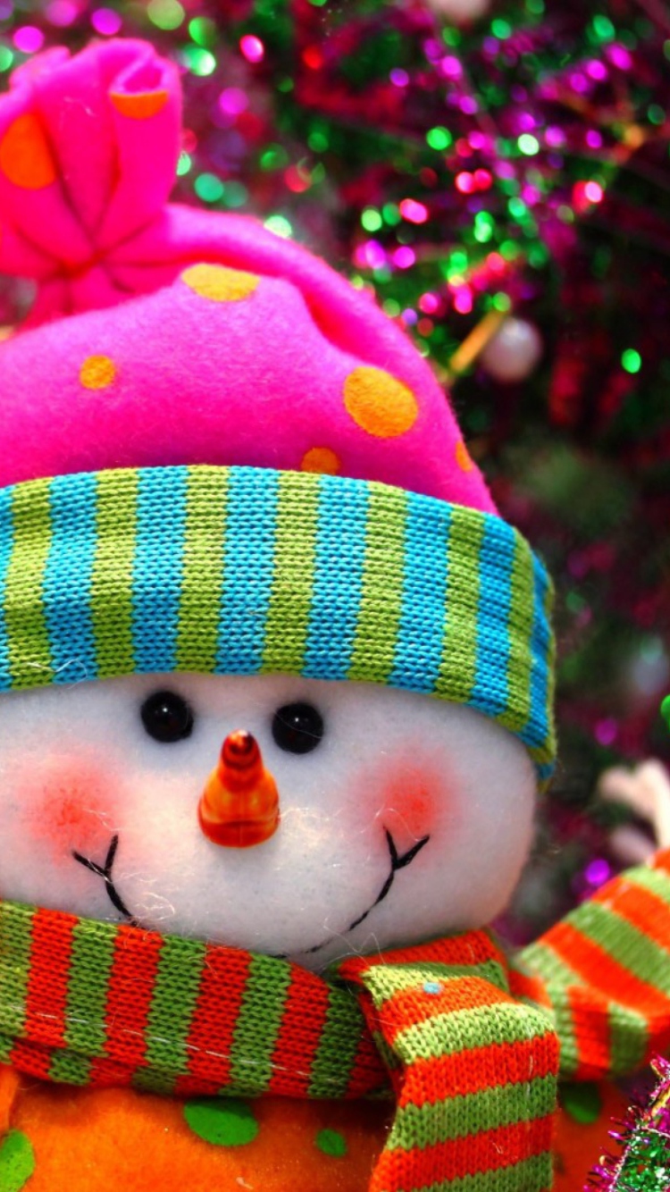 Cute Bright Christmas Snowman wallpaper 750x1334