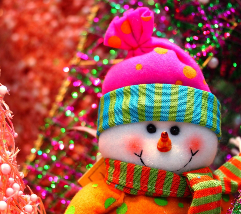 Обои Cute Bright Christmas Snowman 960x854