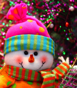 Cute Bright Christmas Snowman - Obrázkek zdarma pro 176x220