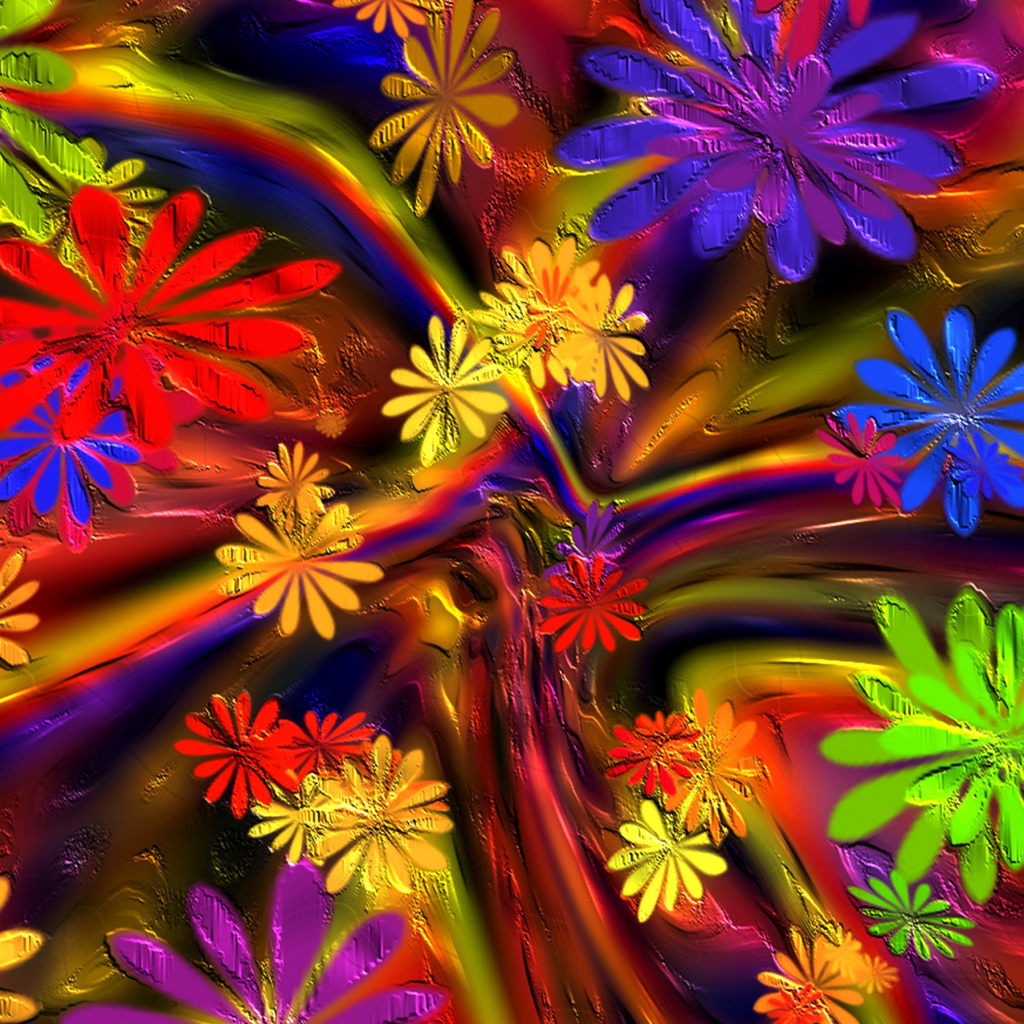 Das Colorful paint flowers Wallpaper 1024x1024