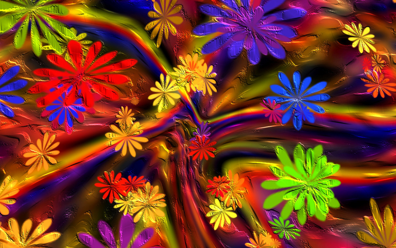 Colorful paint flowers screenshot #1 1280x800