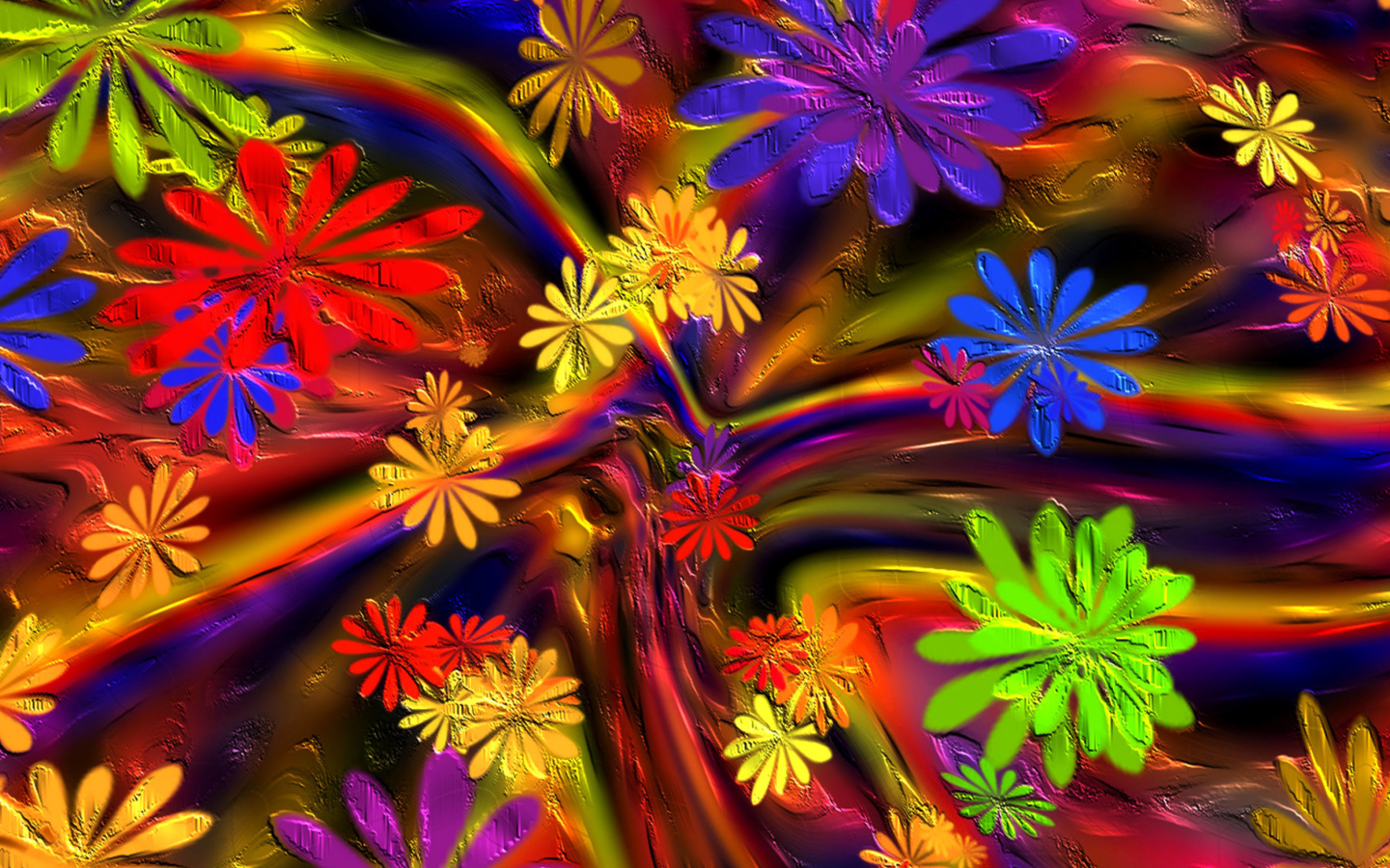 Colorful paint flowers screenshot #1 1440x900