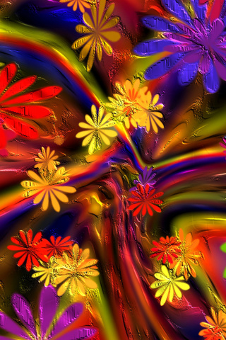 Colorful paint flowers wallpaper 320x480