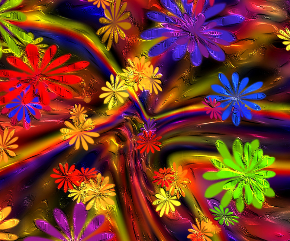 Screenshot №1 pro téma Colorful paint flowers 960x800