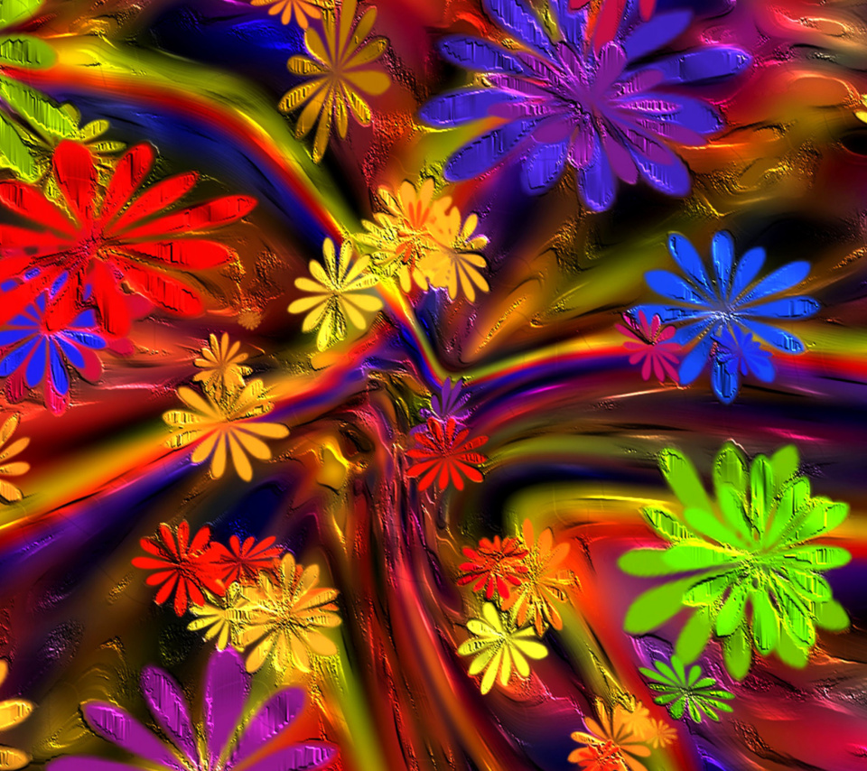Colorful paint flowers wallpaper 960x854