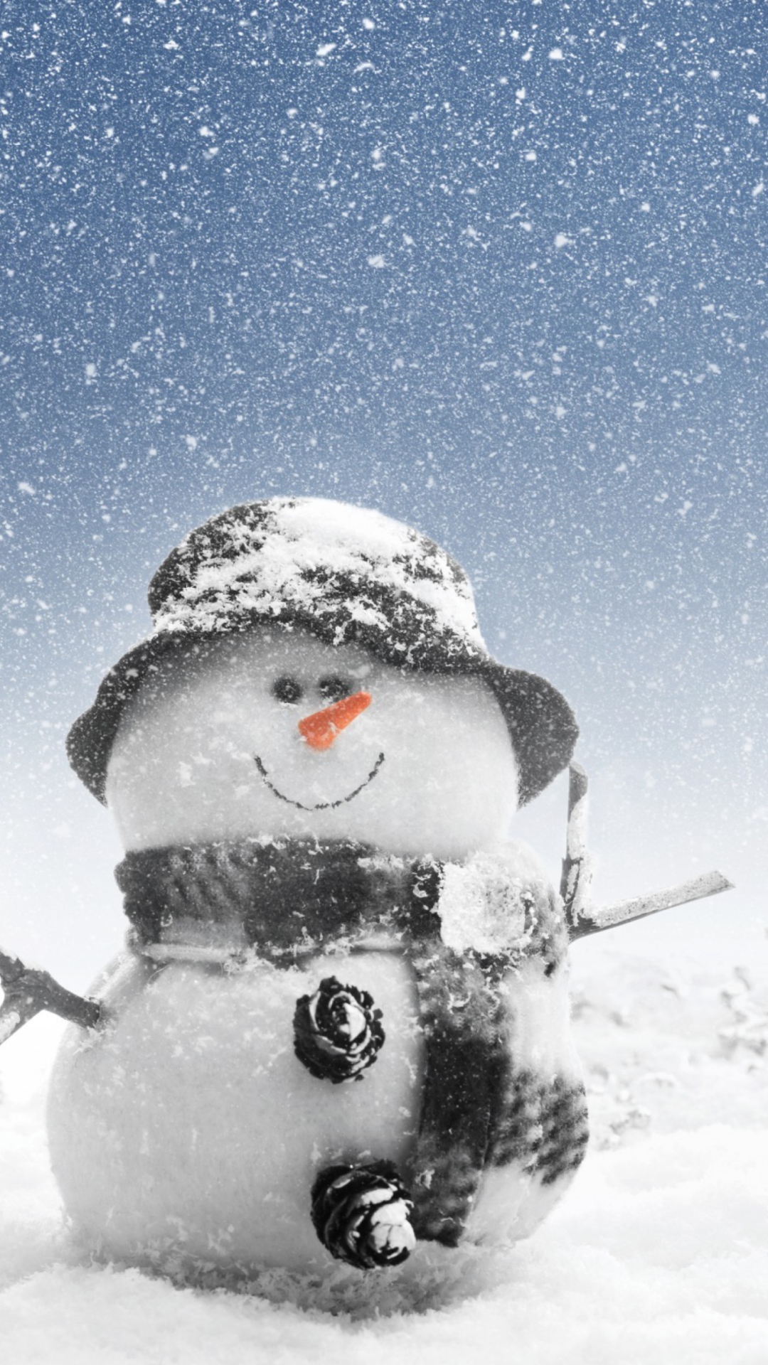 Обои New Year Snowman 1080x1920