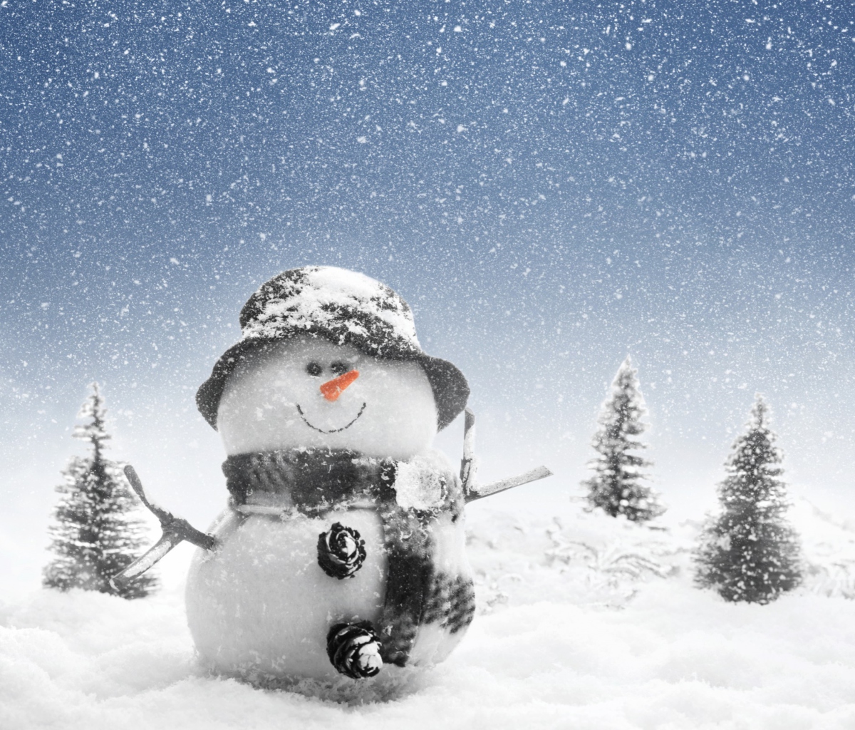 New Year Snowman wallpaper 1200x1024