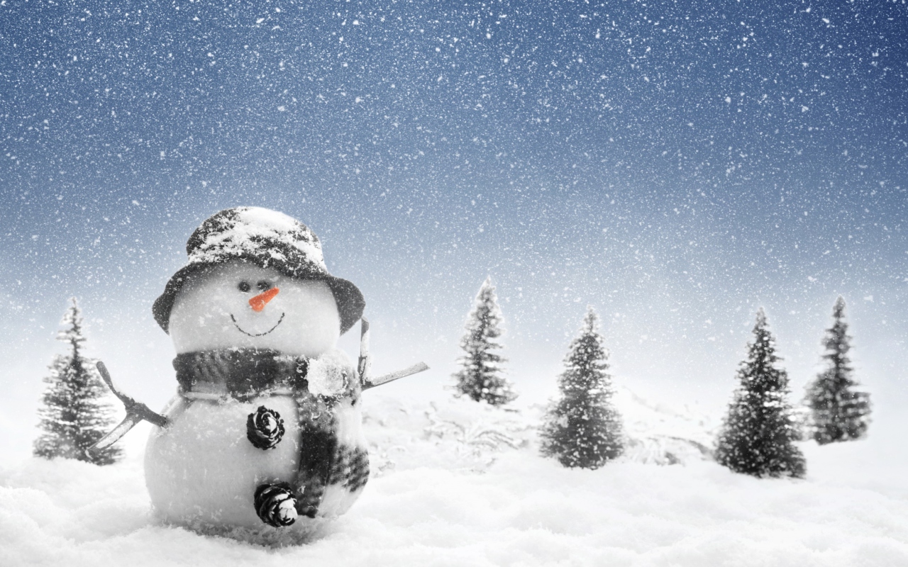 New Year Snowman wallpaper 1280x800