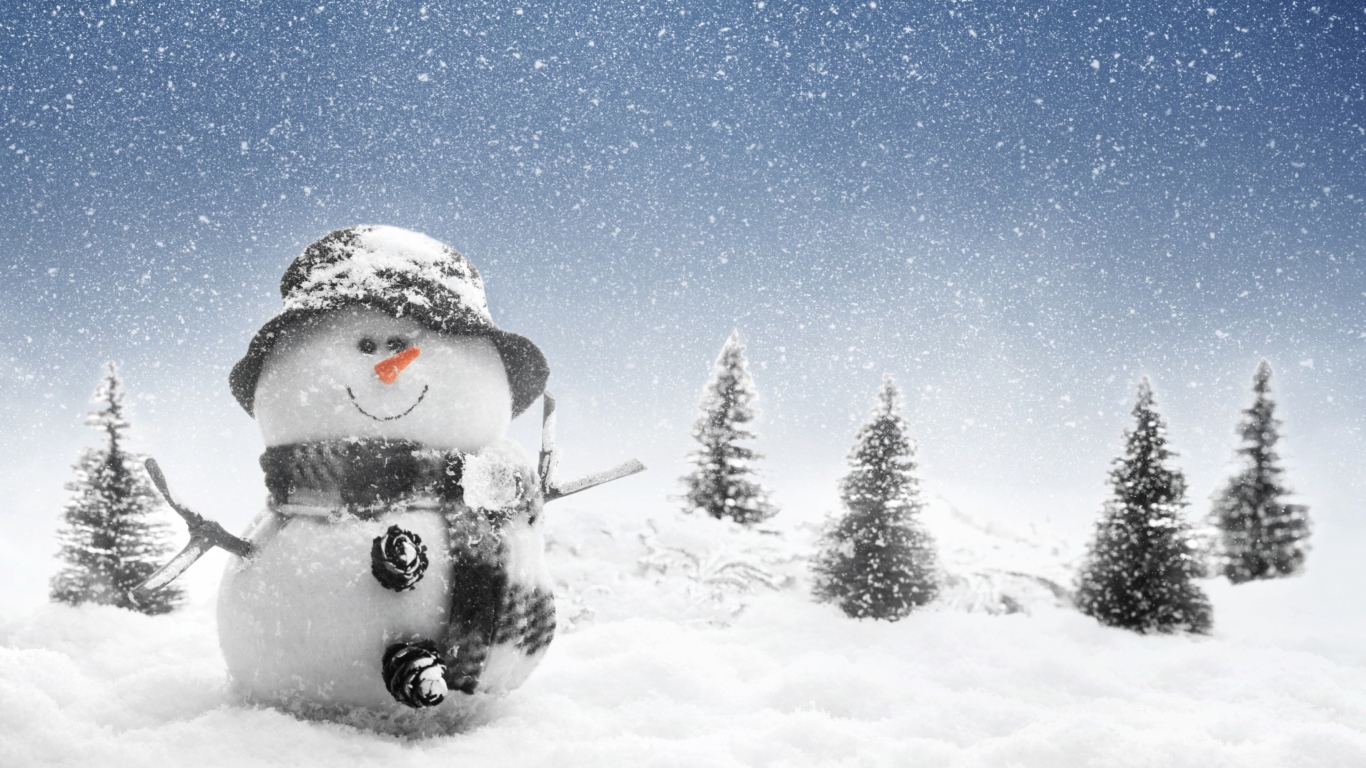Das New Year Snowman Wallpaper 1366x768