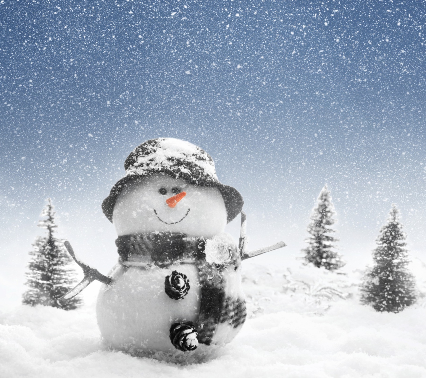 Fondo de pantalla New Year Snowman 1440x1280