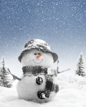 Обои New Year Snowman 176x220
