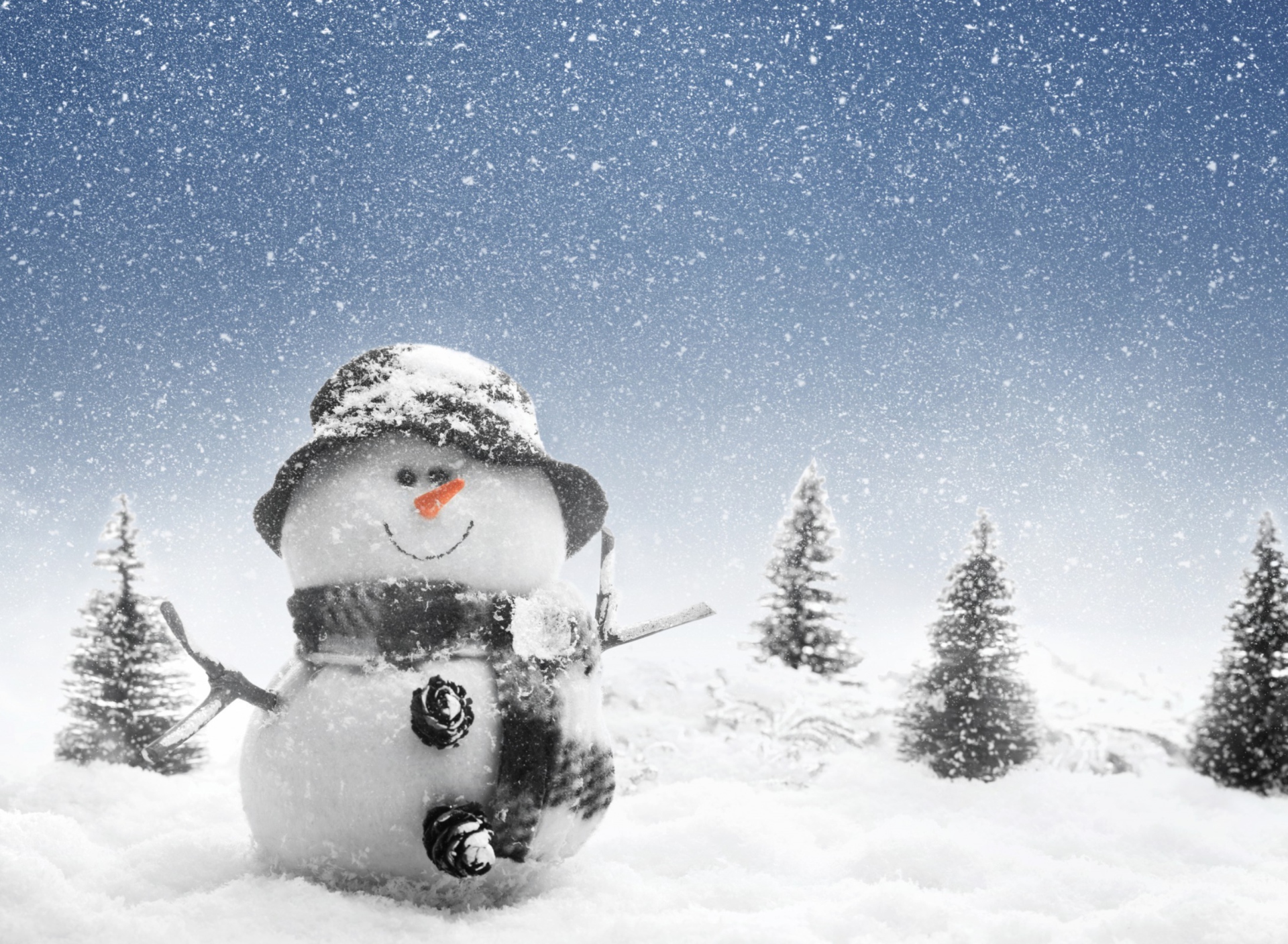 Обои New Year Snowman 1920x1408