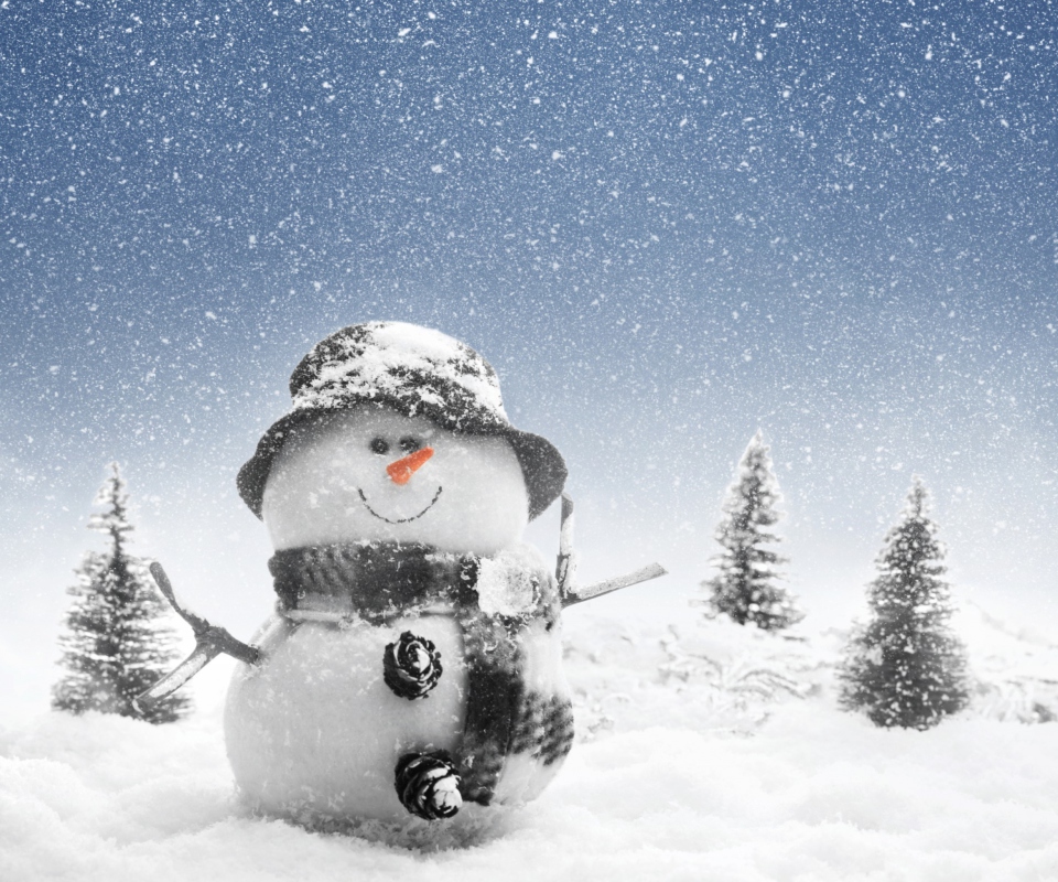 Das New Year Snowman Wallpaper 960x800
