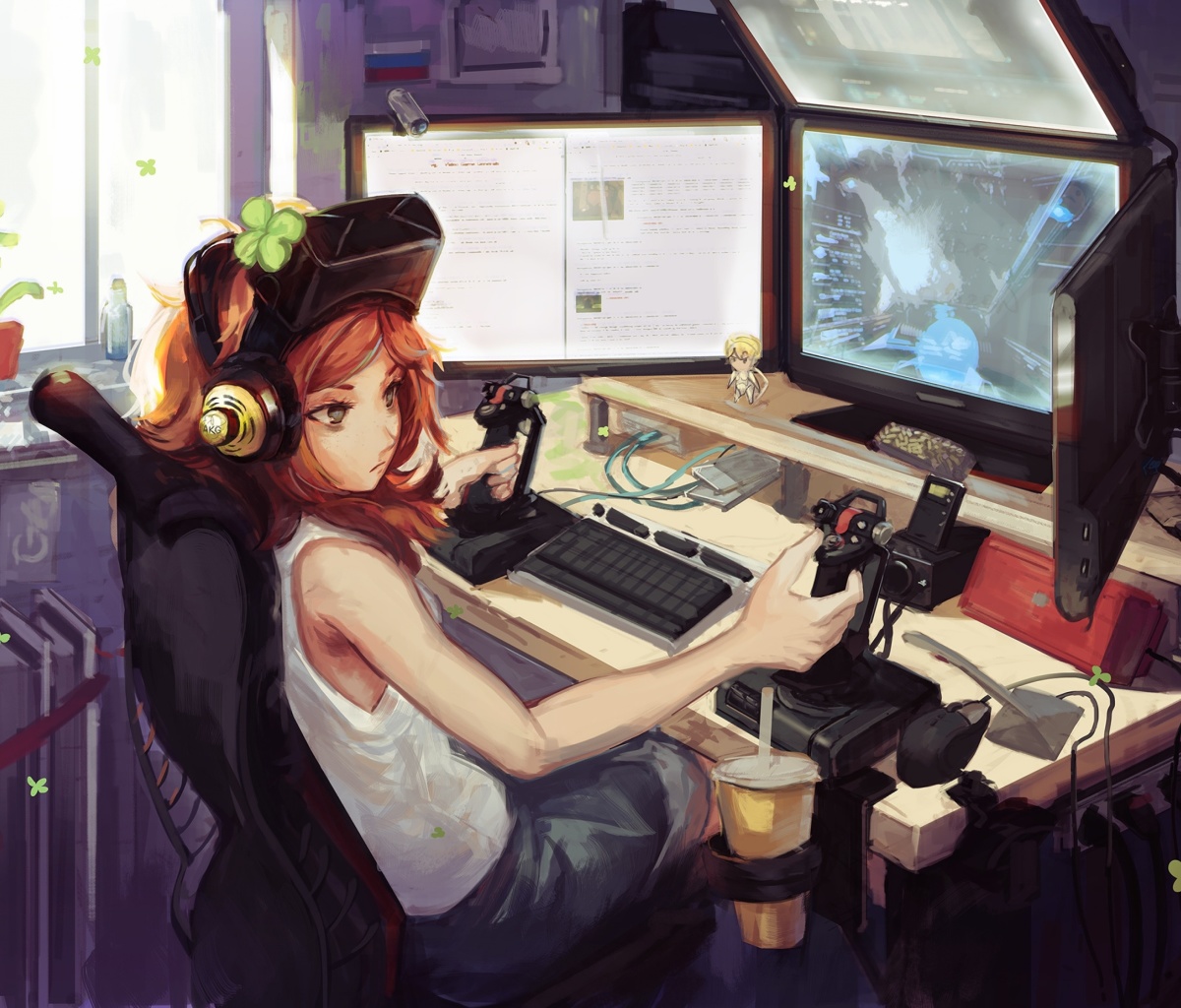 Anime Girl Gamer wallpaper 1200x1024