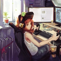 Fondo de pantalla Anime Girl Gamer 208x208