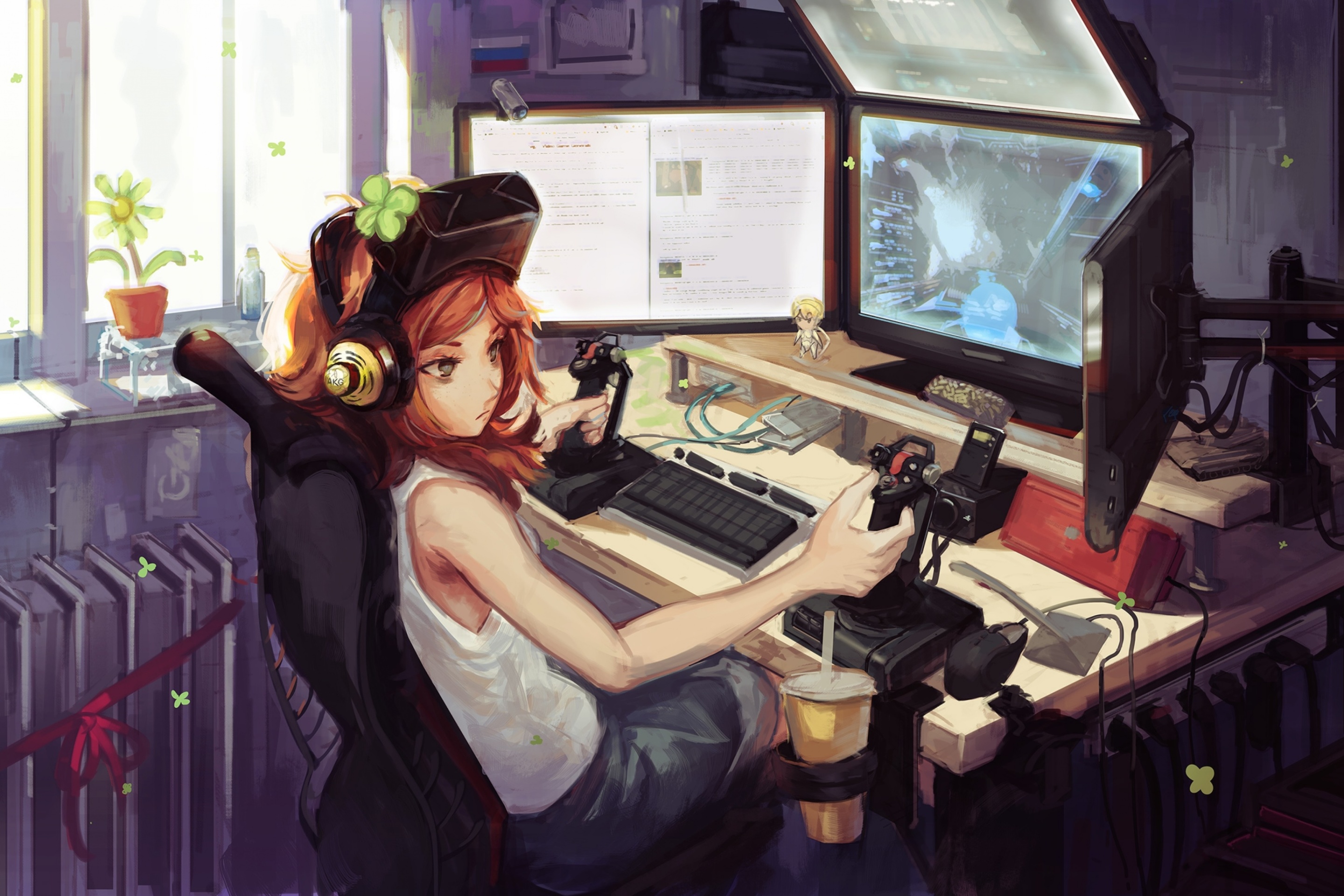 Das Anime Girl Gamer Wallpaper 2880x1920