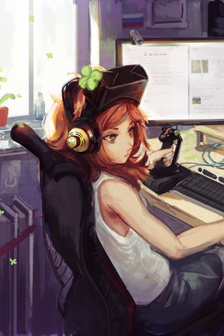 Обои Anime Girl Gamer 320x480