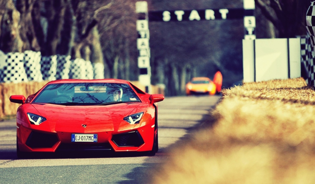 Sfondi Red Lamborghini Aventador 1024x600