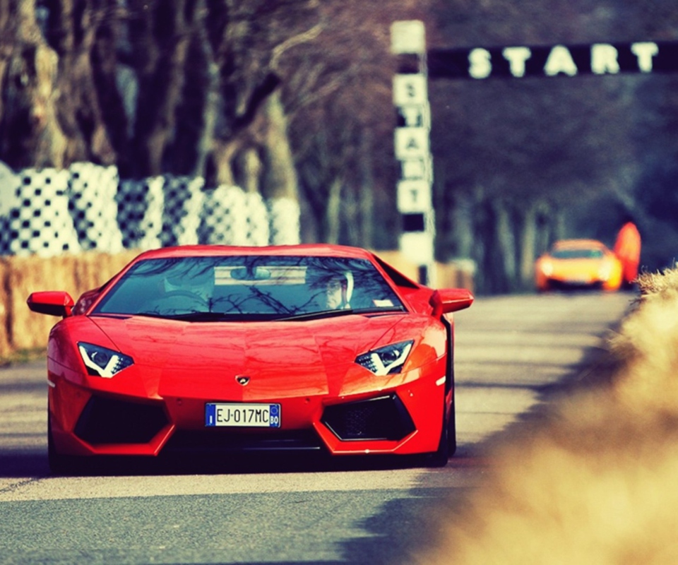 Fondo de pantalla Red Lamborghini Aventador 960x800