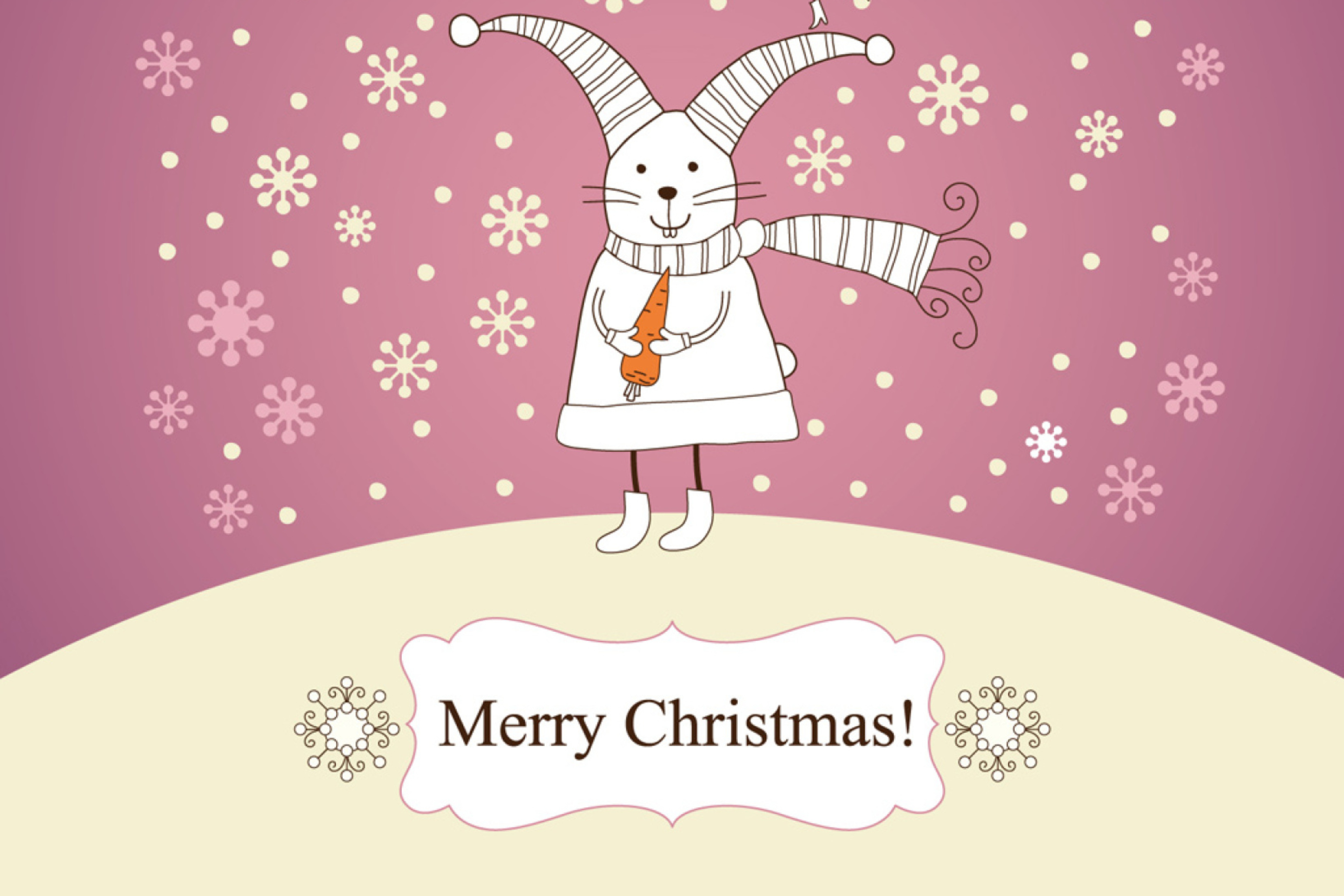 Das Merry Christmas Rabbit Wallpaper 2880x1920