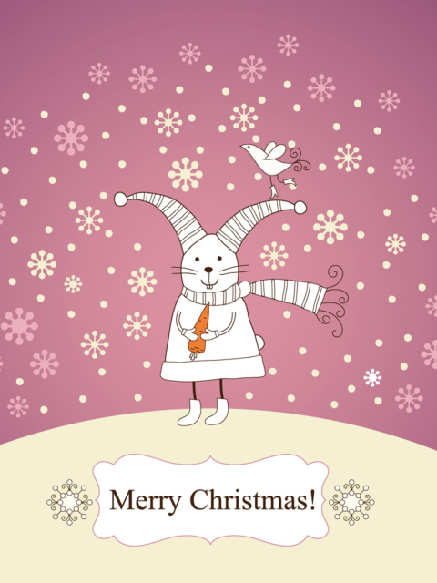 Das Merry Christmas Rabbit Wallpaper 480x640