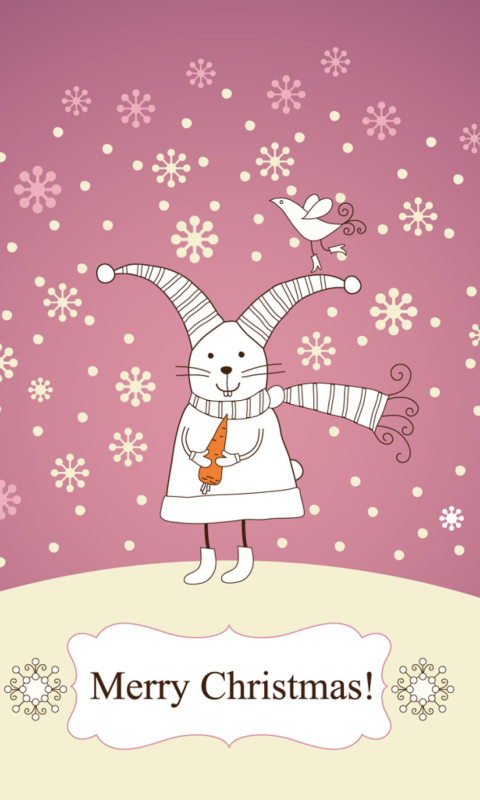 Обои Merry Christmas Rabbit 480x800