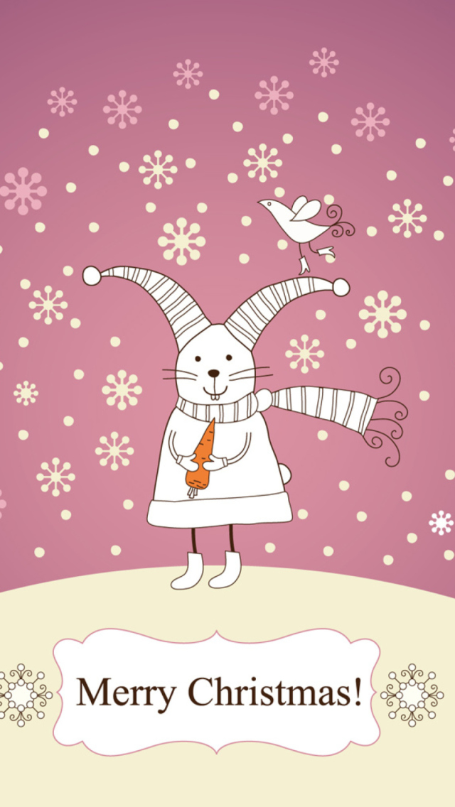 Das Merry Christmas Rabbit Wallpaper 640x1136