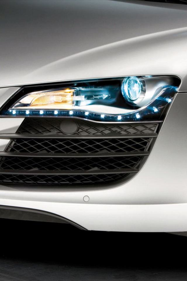 Audi R8 LED Headlights Lamp wallpaper 640x960