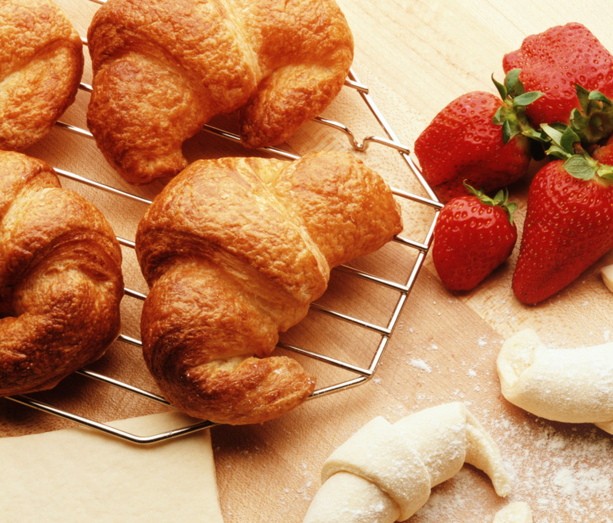 Croissants And Strawberries wallpaper 1200x1024