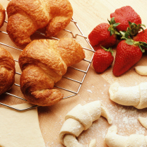Croissants And Strawberries wallpaper 208x208